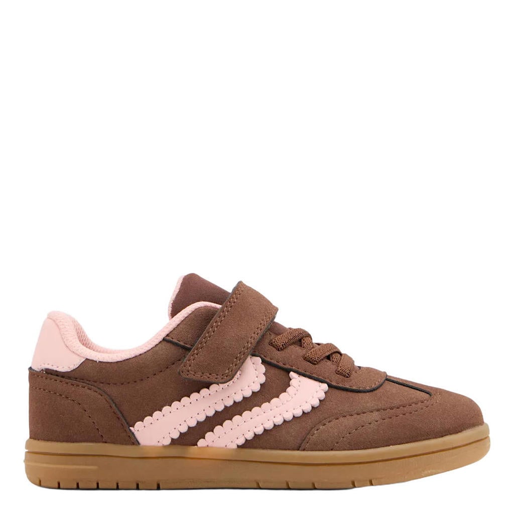 Bruine meisjes Graceland imitatieleren sneakers - met elastische veter- met klittenbandsluiting