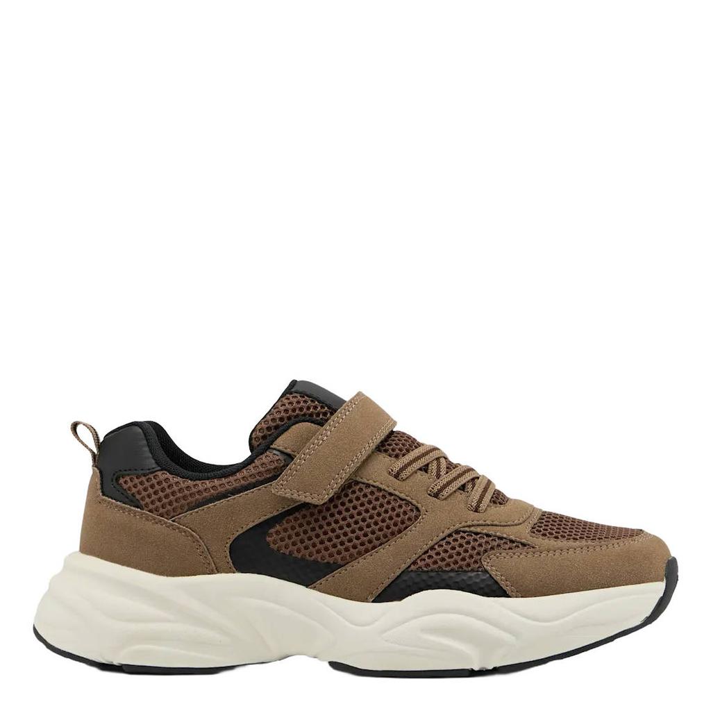 Bruine jongens Vty imitatieleren sneakers - met veters
