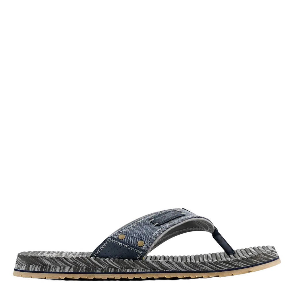 Donkerblauwe heren Skechers Quill teenslippers van textiel