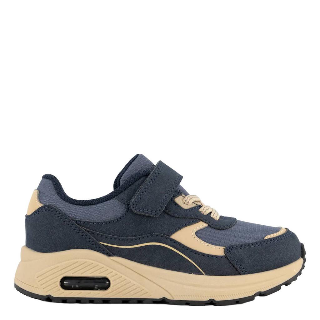 Donkerblauwe jongens Vty imitatieleren sneakers - met veters