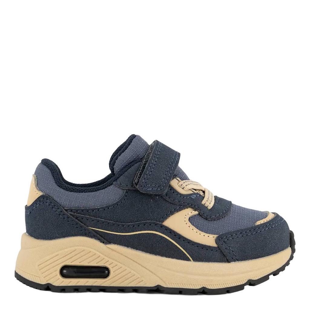 Blauwe jongens Vty sneakers - van textiel/rubber/imitatie leer met elastische veter- met klittenbandsluiting