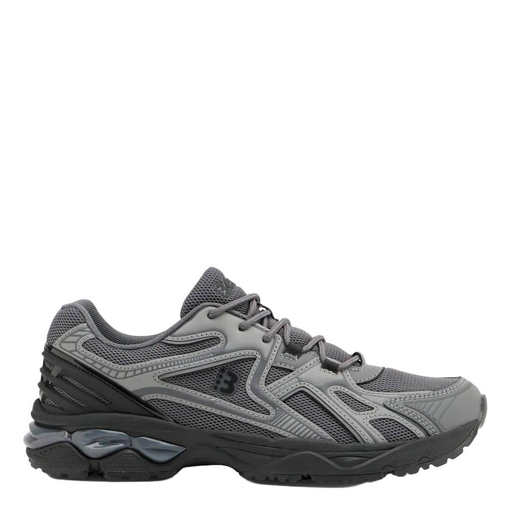 Grijze heren Bench imitatieleren sneakers - met elastische veters