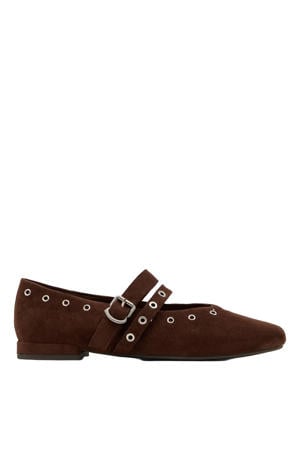 suèdelook ballerina's - bruin