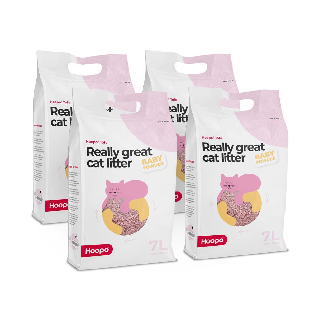 Hoopo Kattenbakvulling Tofu Babypowder x 4 pack Cat Litter