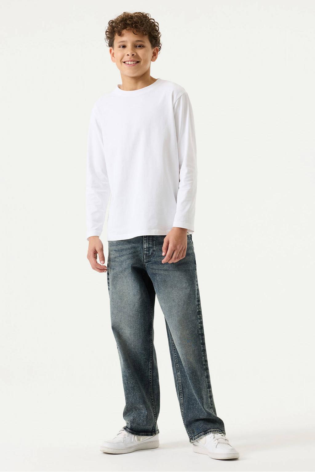 Dark blue denim jongens Garcia Jaysen baggy jeans van denim met regular waist, rits- en knoopsluiting en effen
