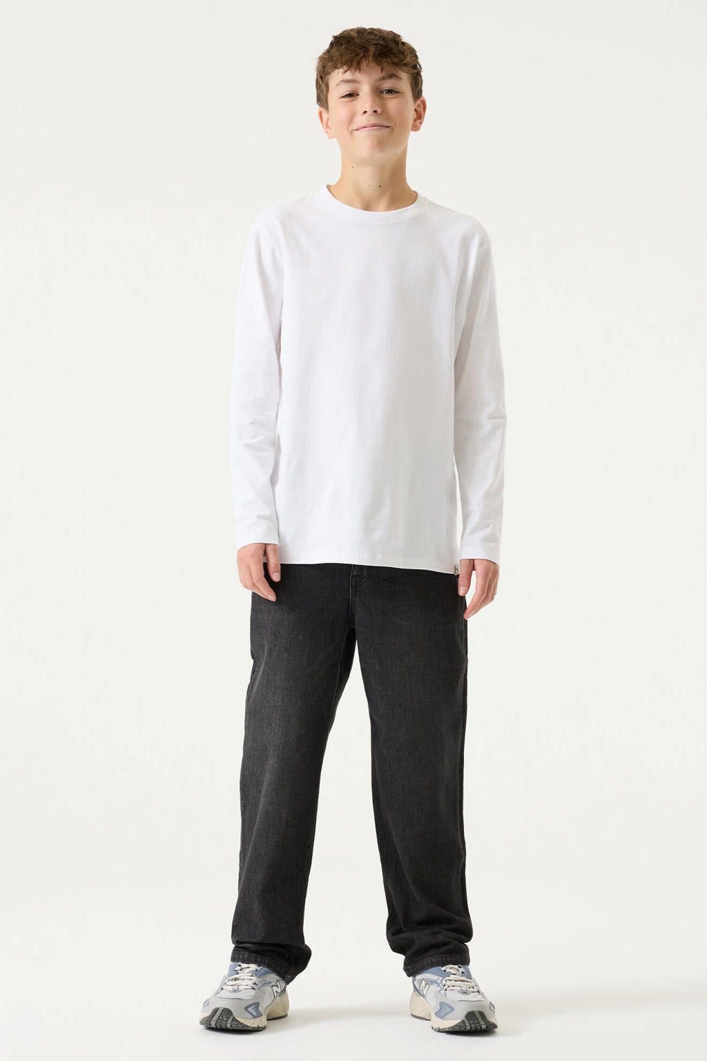 Black denim jongens Garcia Bodaz baggy jeans van denim met regular waist, rits- en knoopsluiting en effen