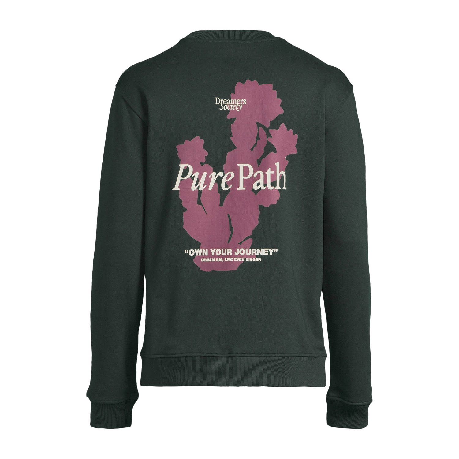 Pure Path regular fit sweater met backprint donkergroen