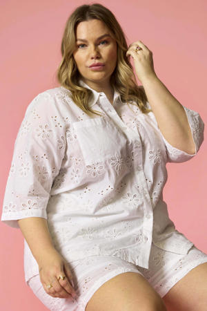 slim regular waist gebloemde casual short wit