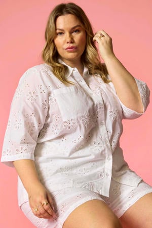 slim regular waist gebloemde casual short wit