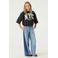 Garcia boxy cropped sweater met tekst - grijs
