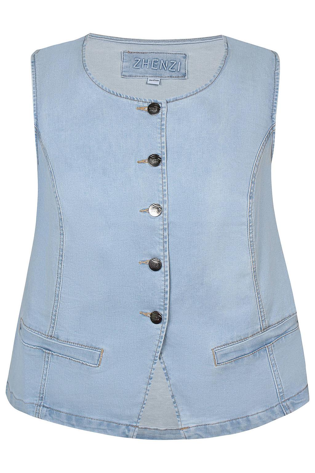 Light blue denim dames Zhenzi katoenen aansluitend gilet Plus Size met knoopsluiting