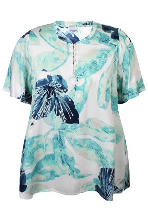 gebloemde blousetop blauw