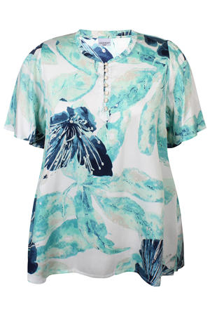gebloemde blousetop blauw