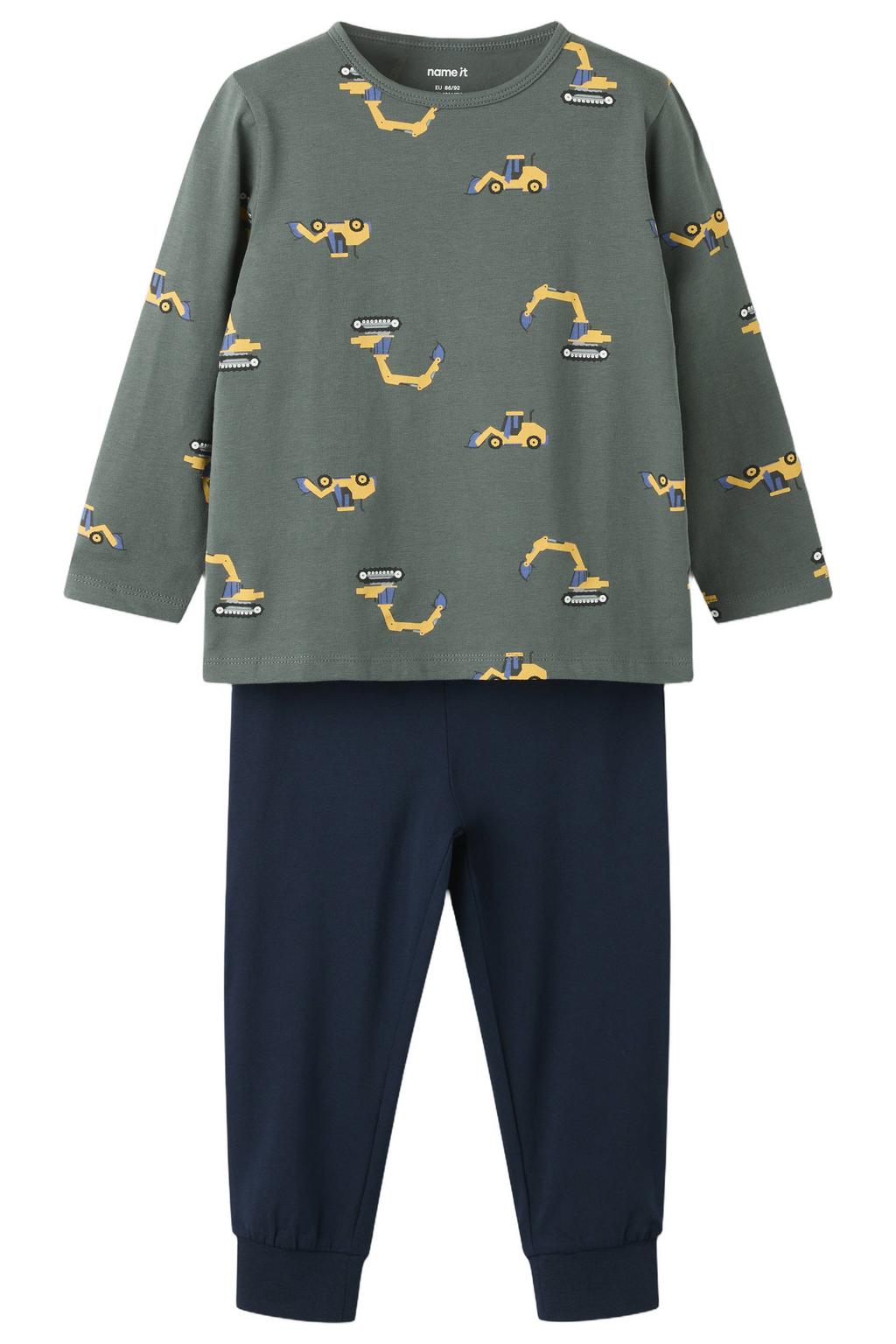 NAME IT MINI pyjama met print - grijsgroen/donkerblauw