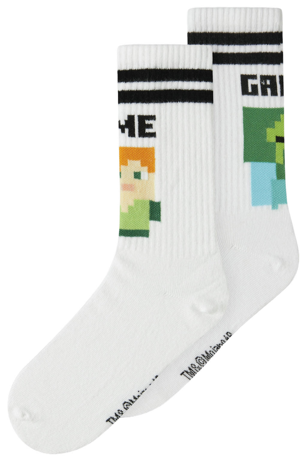 NAME IT KIDS Minecraft sokken - wit (set van 2)