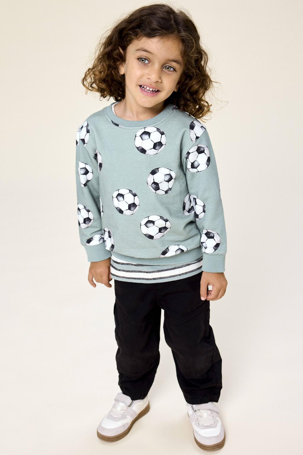 Lichtgroene jongens NAME IT MINI sweater met lange mouwen, ronde hals en geribde boorden