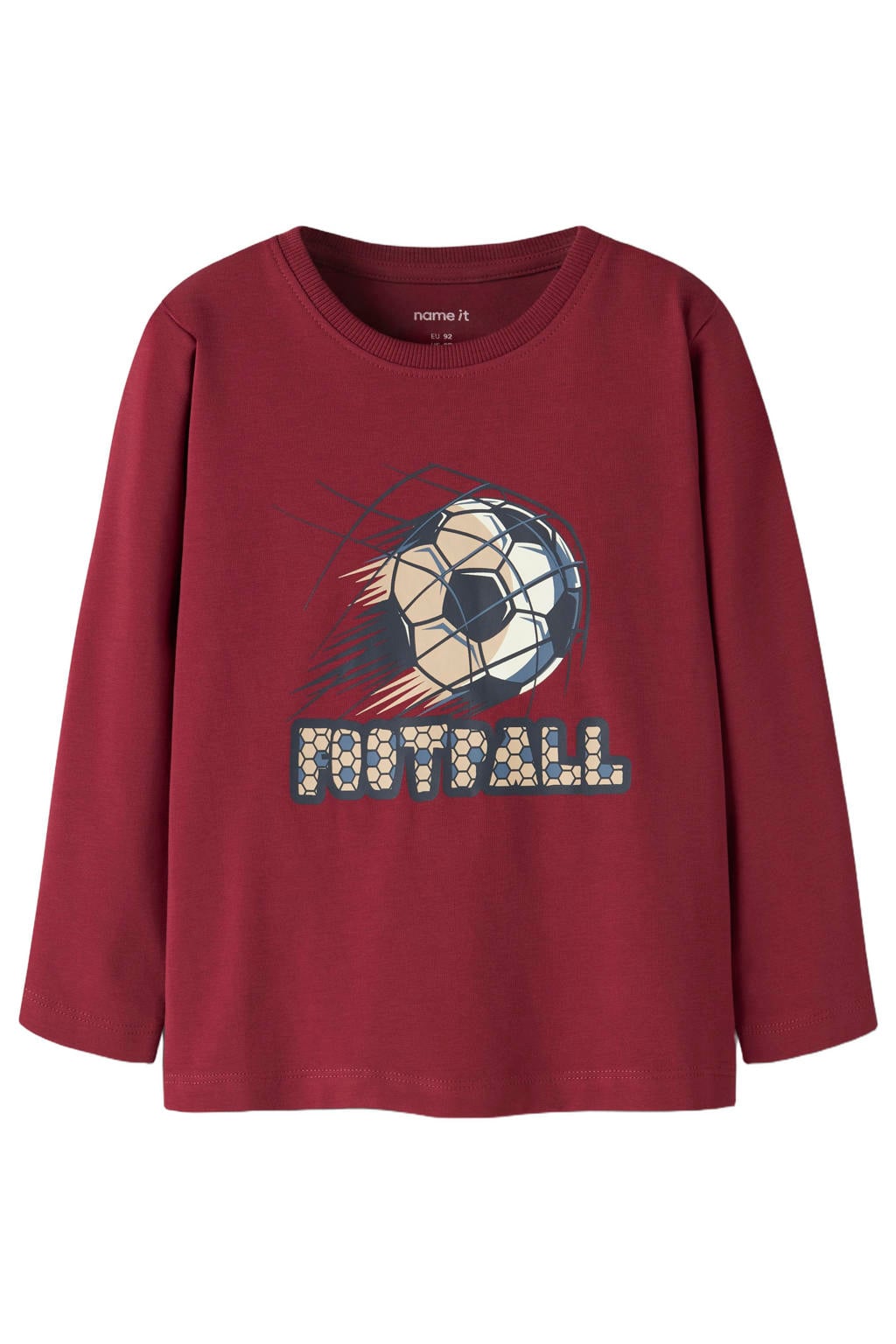 Rode jongens NAME IT MINI longsleeve van stretchkatoen met printopdruk, lange mouwen en ronde hals