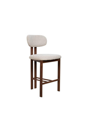 Barkruk Noor - Beige/Walnoot - Zithoogte 75cm (set van 2)