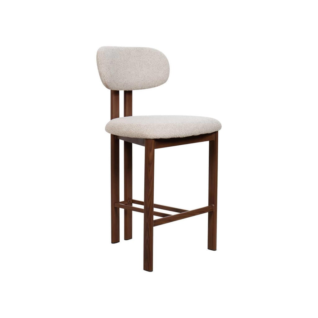 Giga Meubel Barstoel Noor - Beige/Walnoot - Zithoogte 65cm (set van 2)