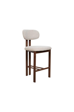 Barstoel Noor - Beige/Walnoot - Zithoogte 65cm (set van 2)