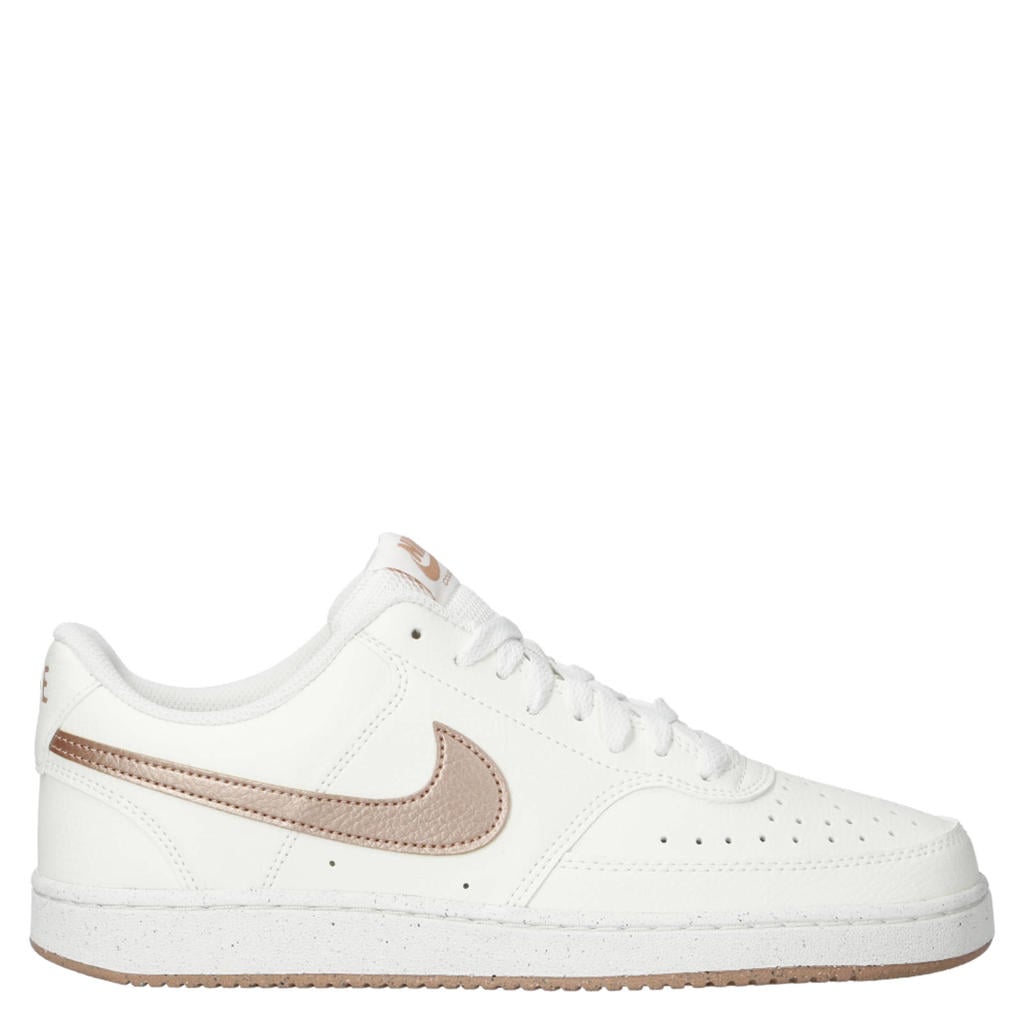 Ecru en lichtbruine dames Nike Court Vision sneakers van imitatieleer/voering: mesh/voetbed: eva met veters