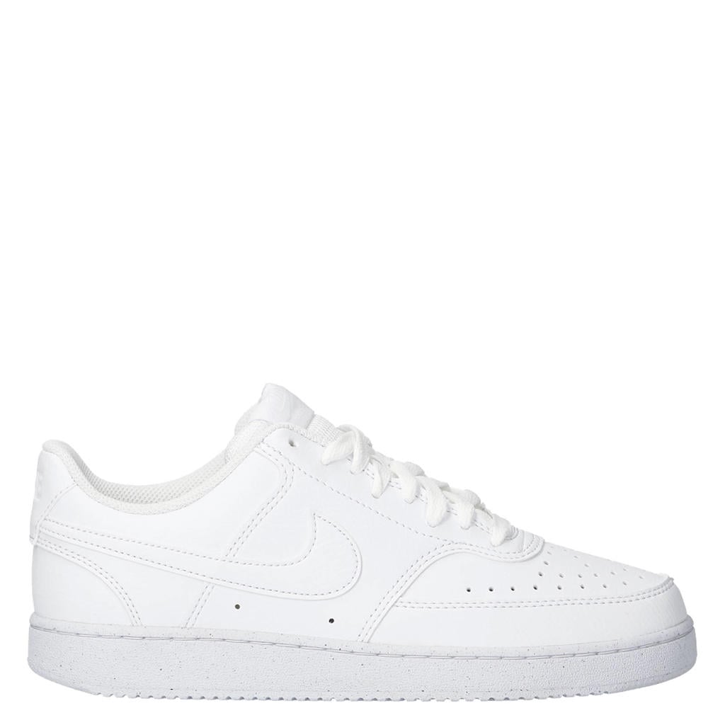 Lichtgrijze dames Nike Court Vision imitatieleren sneakers met veters