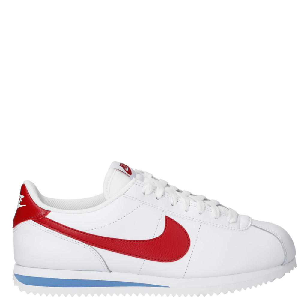 Wit en rode dames Nike Cortez leren sneakers van leer / binnenwerk: texiel /loopzool van rubber met veters