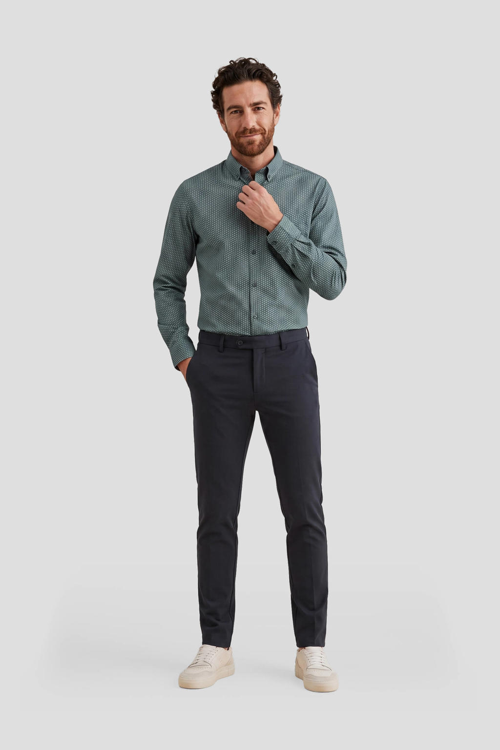 LERROS regular fit overhemd met print - groen