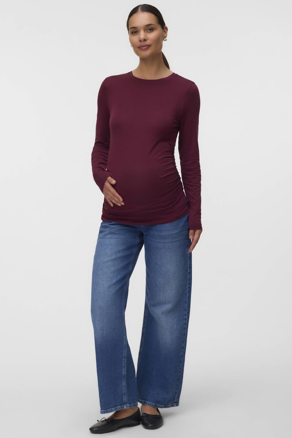 VERO MODA MATERNITY zwangerschaps longsleeve - donkerrood