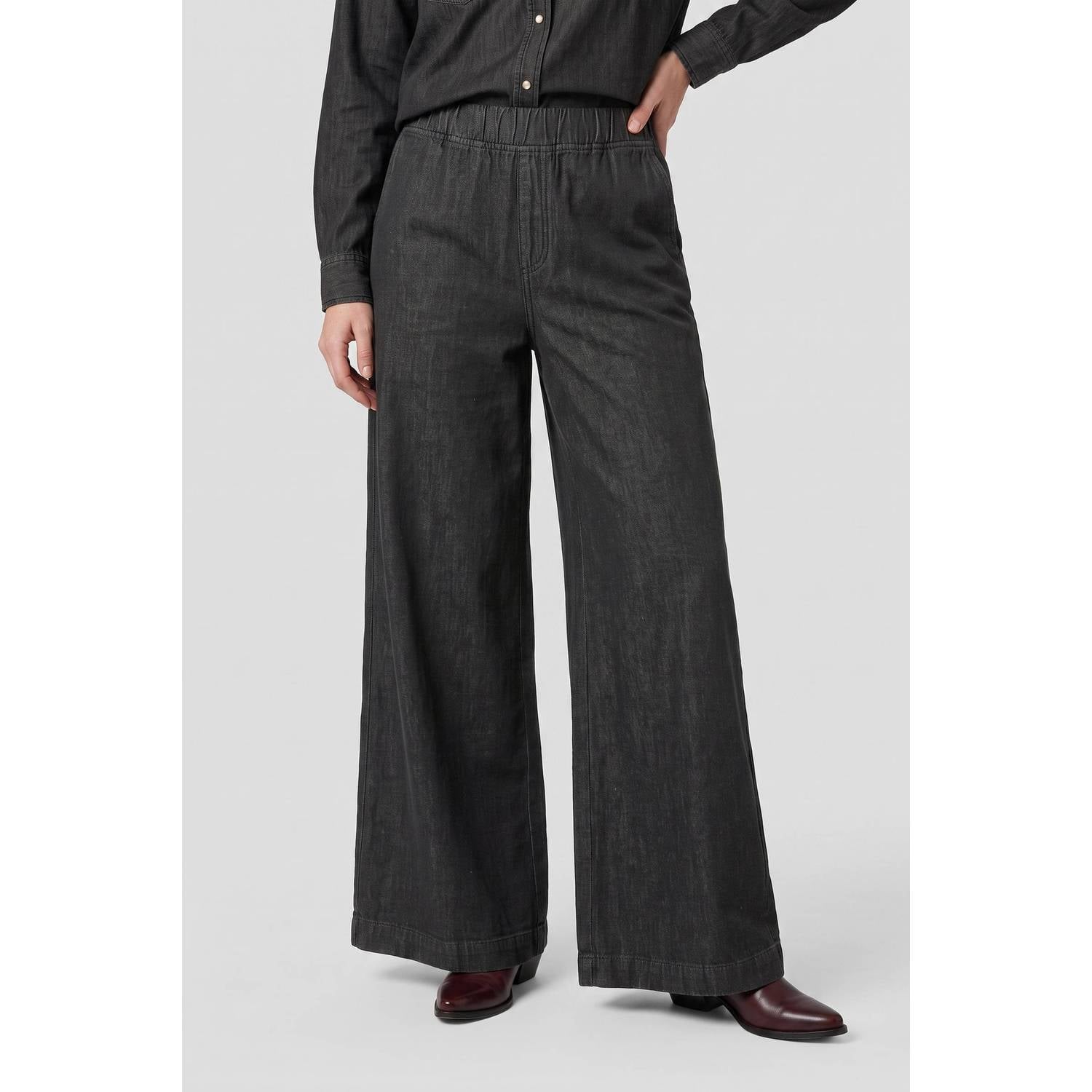 Anytime denim wide leg broek zwart