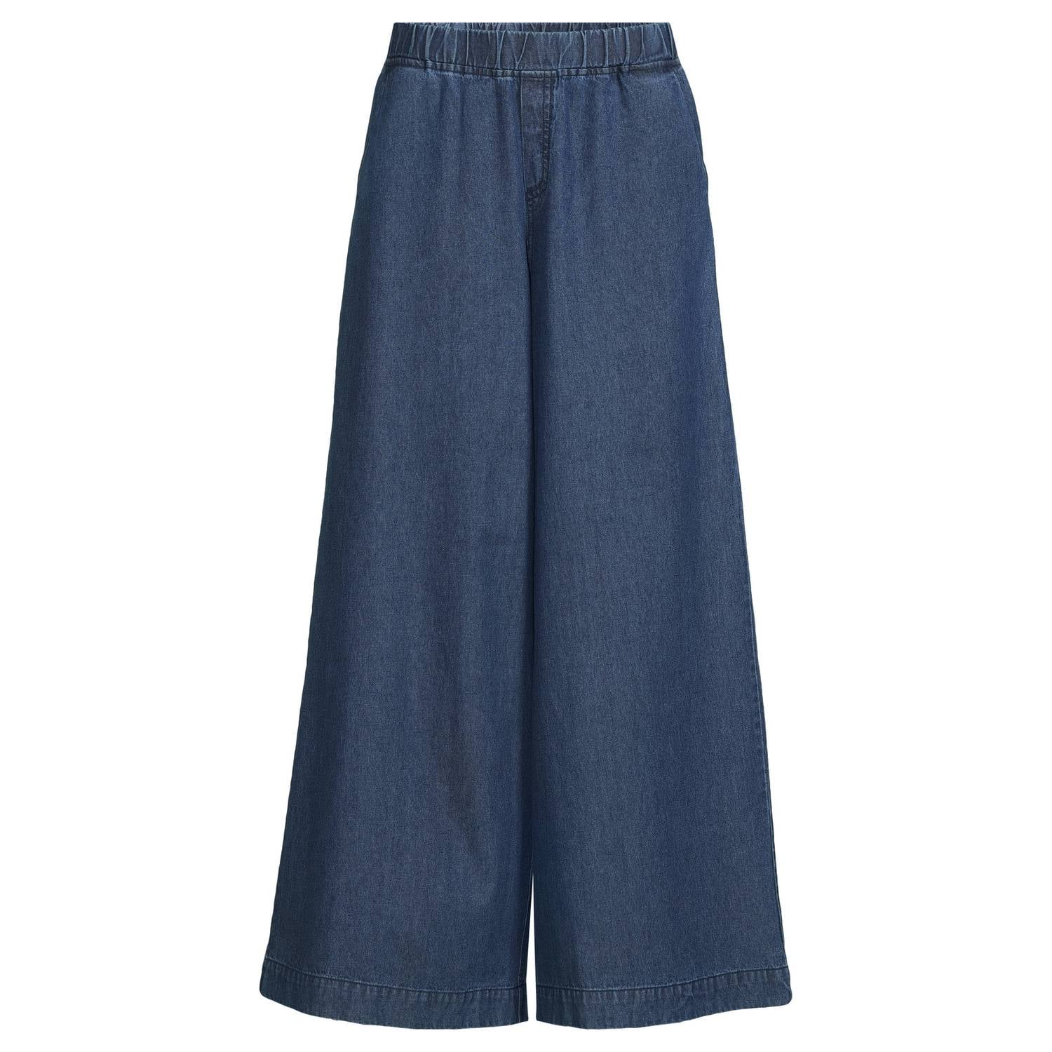 Anytime denim wide leg broek donkerblauw
