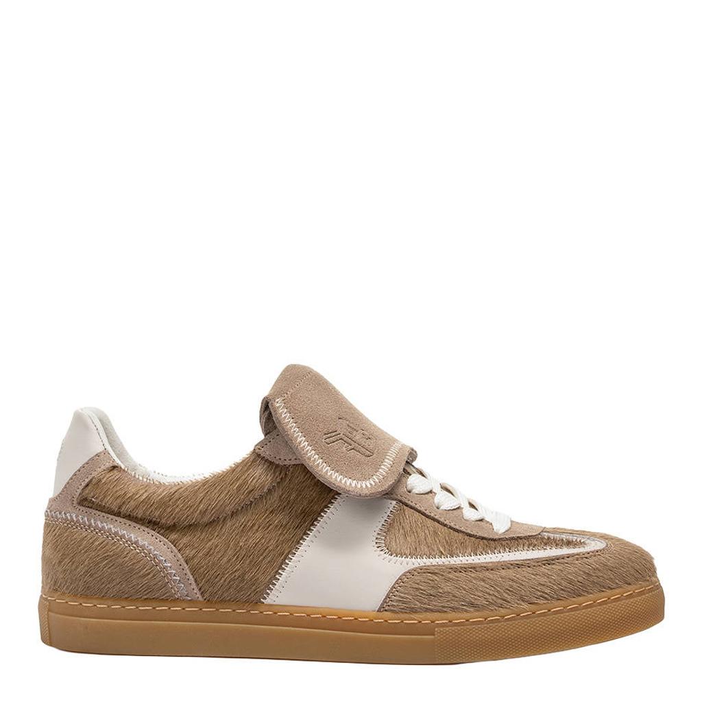 Lichtbruine heren Floris van Bommel Minni 07.00 sneakers - van leer met ponyhair met veters