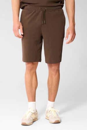 regular waist sweatshort donkerbruin