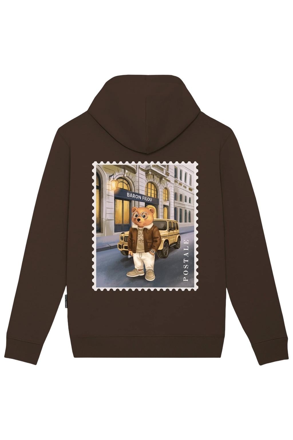 Baron Filou regular fit hoodie met backprint - chocoladebruin