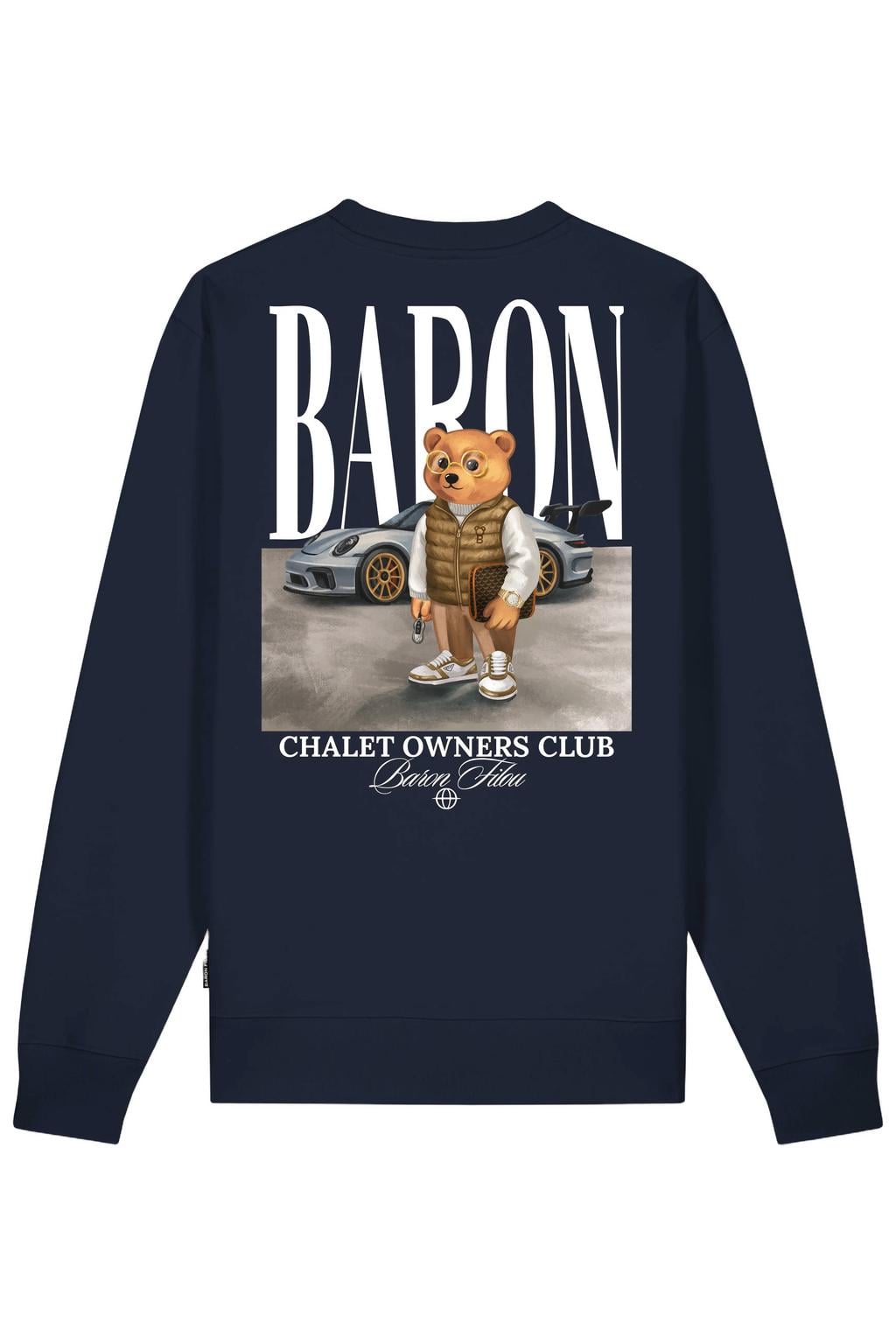 Baron Filou regular fit trui met backprint - oxford blauw