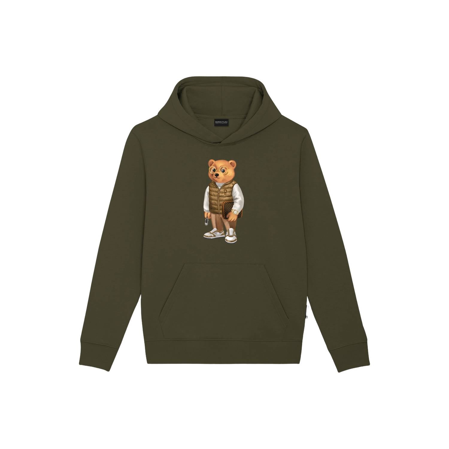 Baron Filou regular fit hoodie met print olijfgroen