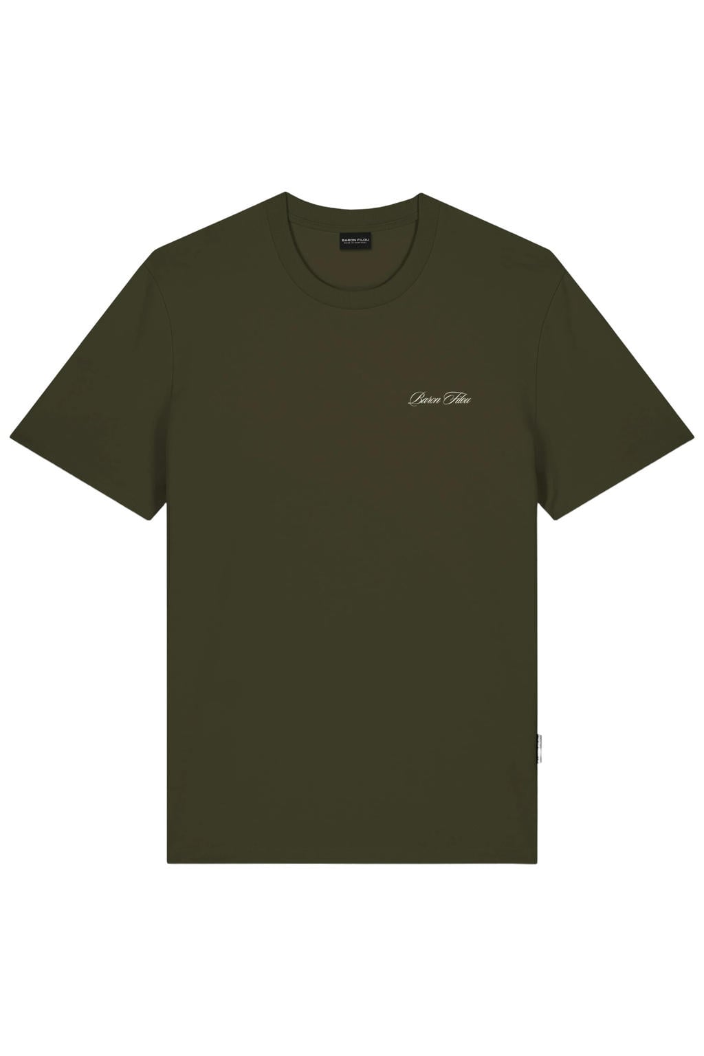 Donkergroene heren Baron Filou regular fit T-shirt van katoen met korte mouwen