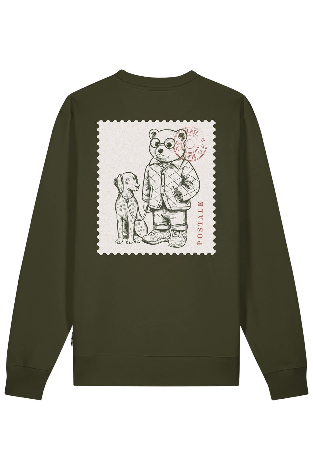 Baron Filou regular fit sweater met backprint - olijfgroen