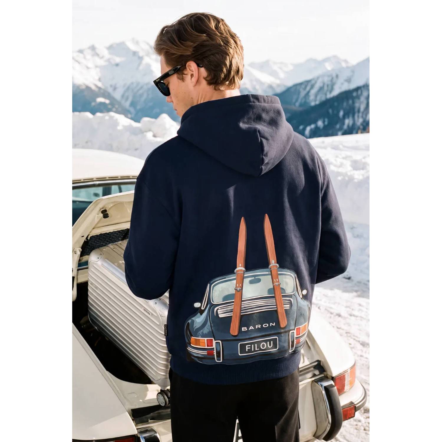 Baron Filou oversized hoodie met backprint oxford blue