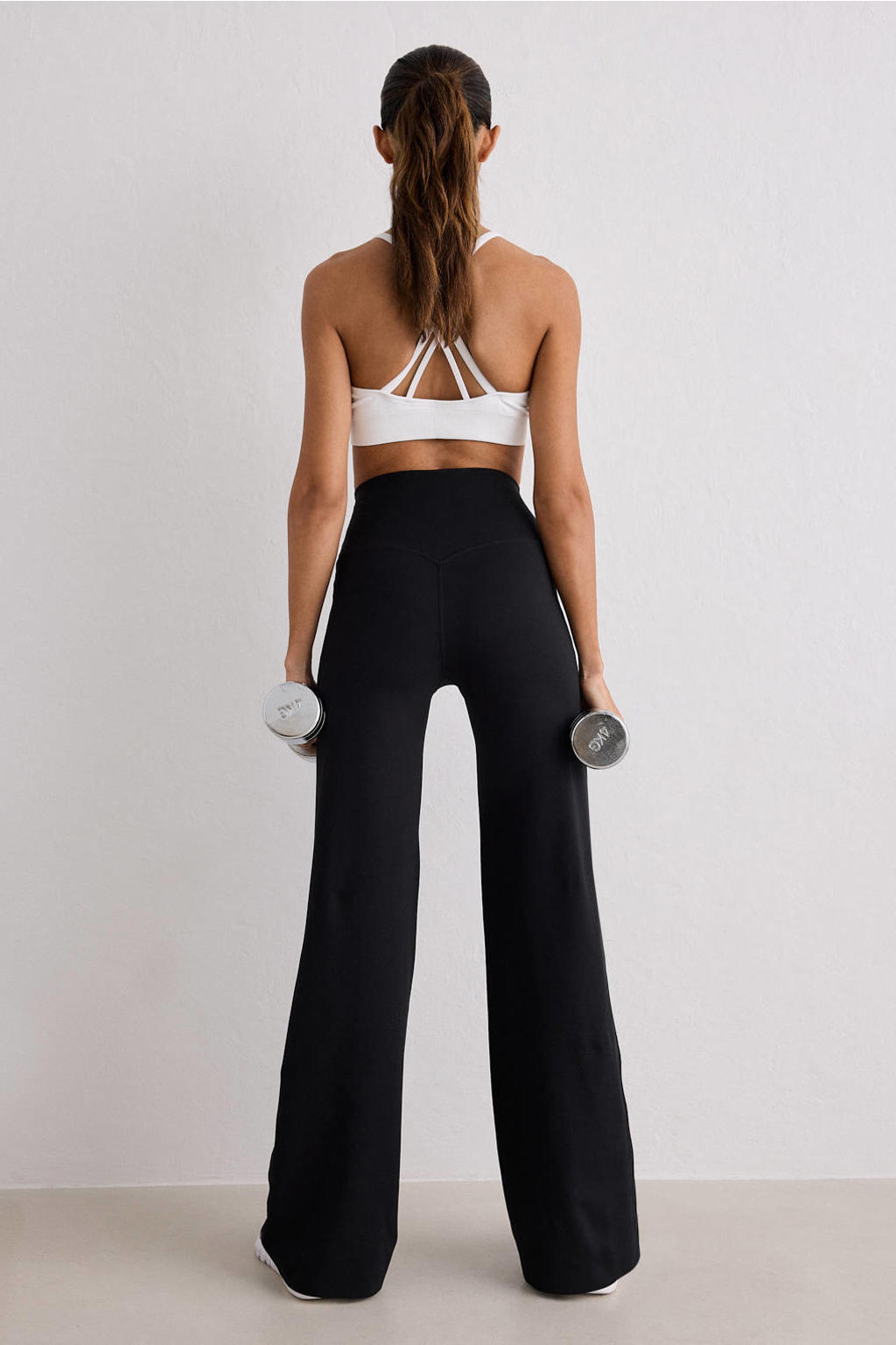 Zwarte dames Aim'n sportbroek Sense van polyester met straight fit en high waist