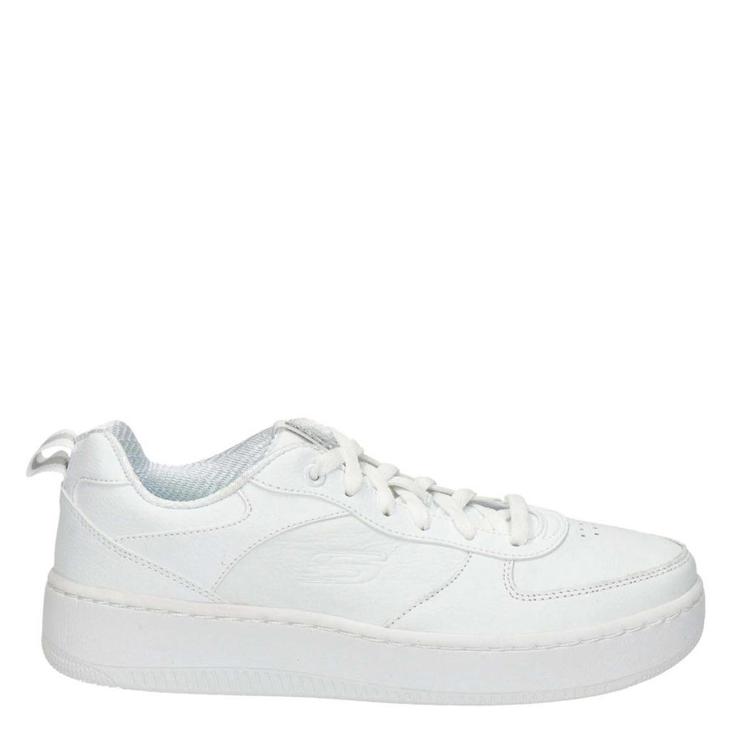 Witte dames Skechers sneakers van imitatieleer met veters