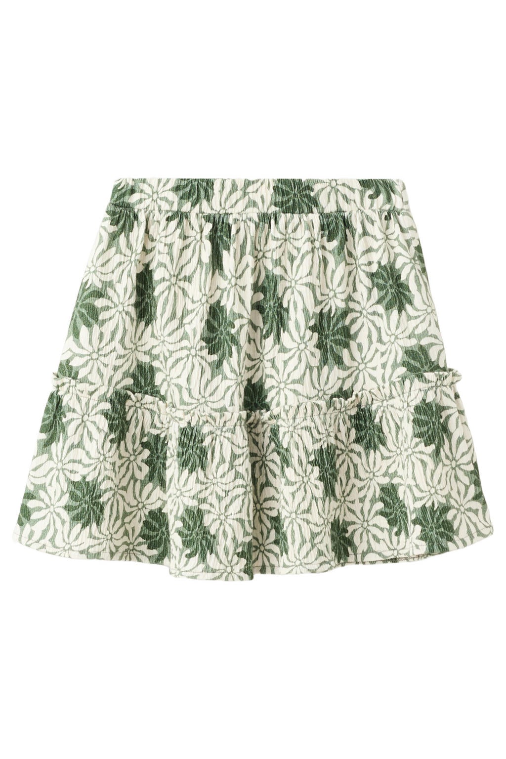 Groene meisjes Mango Kids gebloemde A-lijn rok gemaakt van polyester en met elastische tailleband