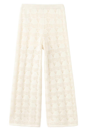 casual broek met ingebreid patroon ecru