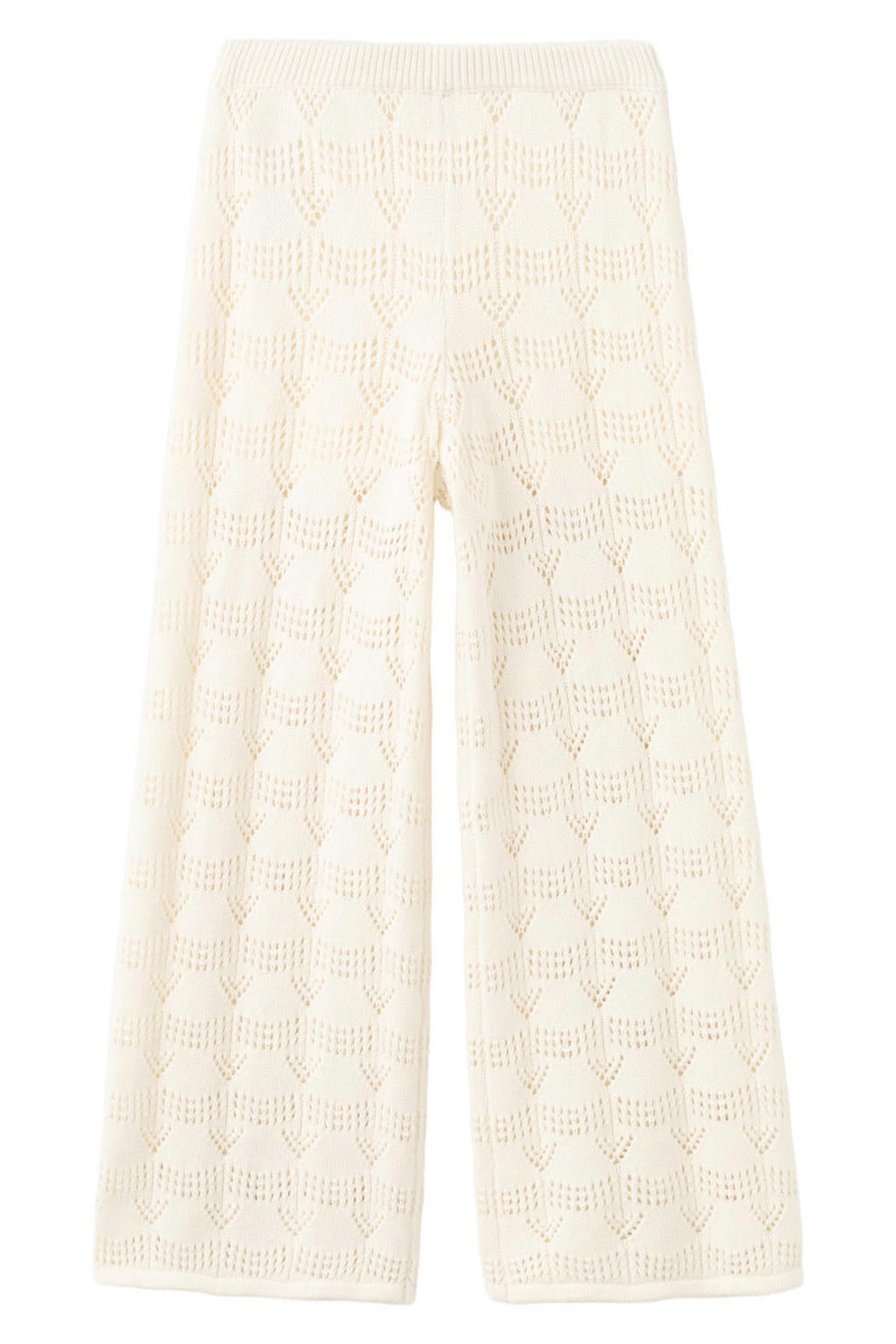 Ecru meisjes Mango Kids casual broek patroon met elastische tailleband en effen