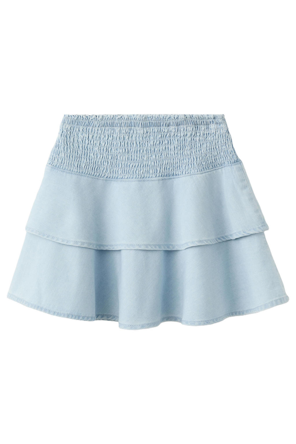 Light blue denim meisjes Mango Kids spijkerrok gemaakt van denim en met elastische tailleband