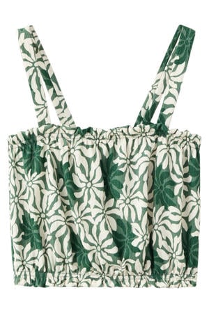 gebloemde mouwloze top groen