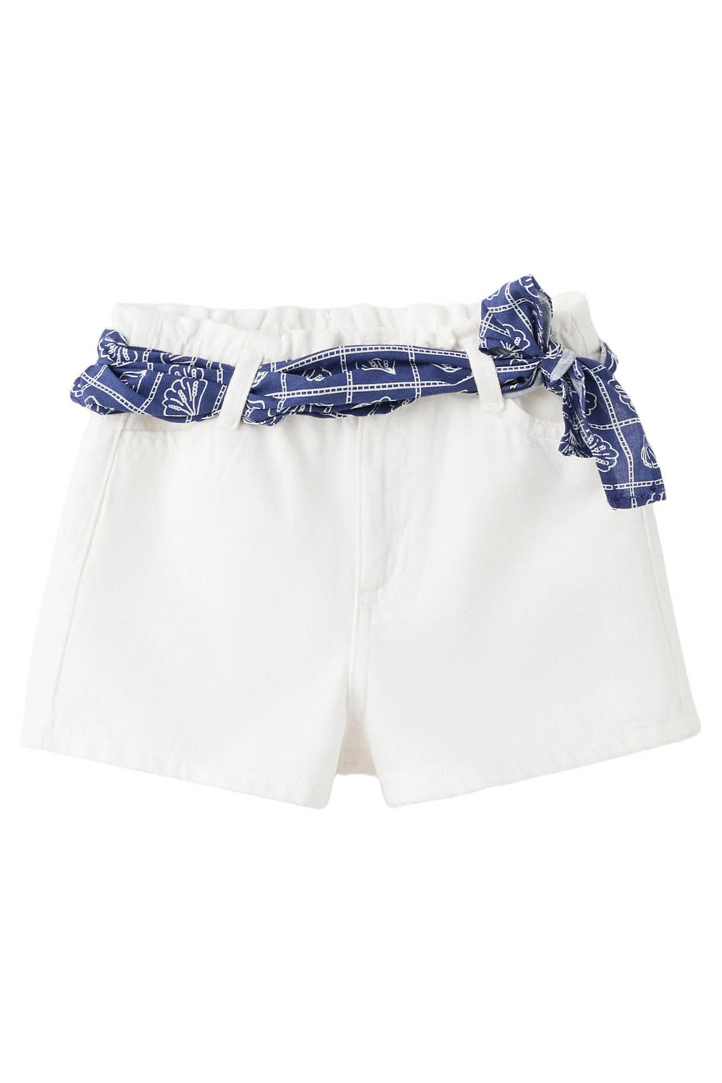 Witte meisjes Mango Kids short van denim met rits- en knoopsluiting en effen