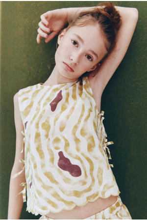 mouwloze top met zebraprint groen
