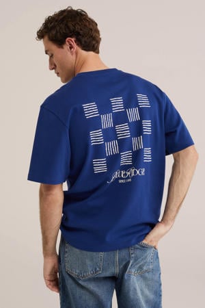 relaxed T-shirt met backprint marineblauw