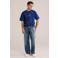 WE Fashion Blue Ridge relaxed T-shirt met backprint marineblauw